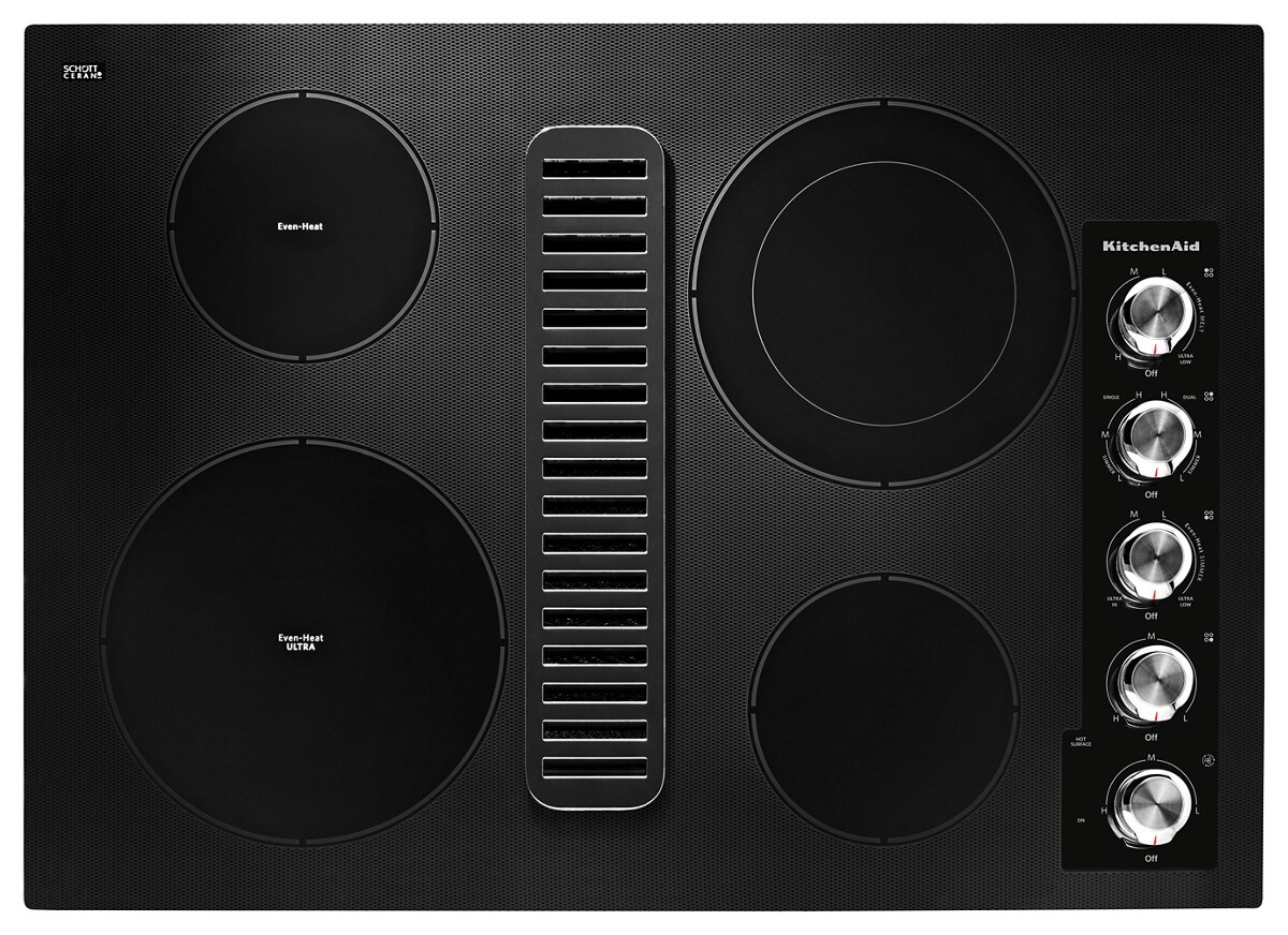 30" Electric Downdraft Cooktop with 4 Elements - Black