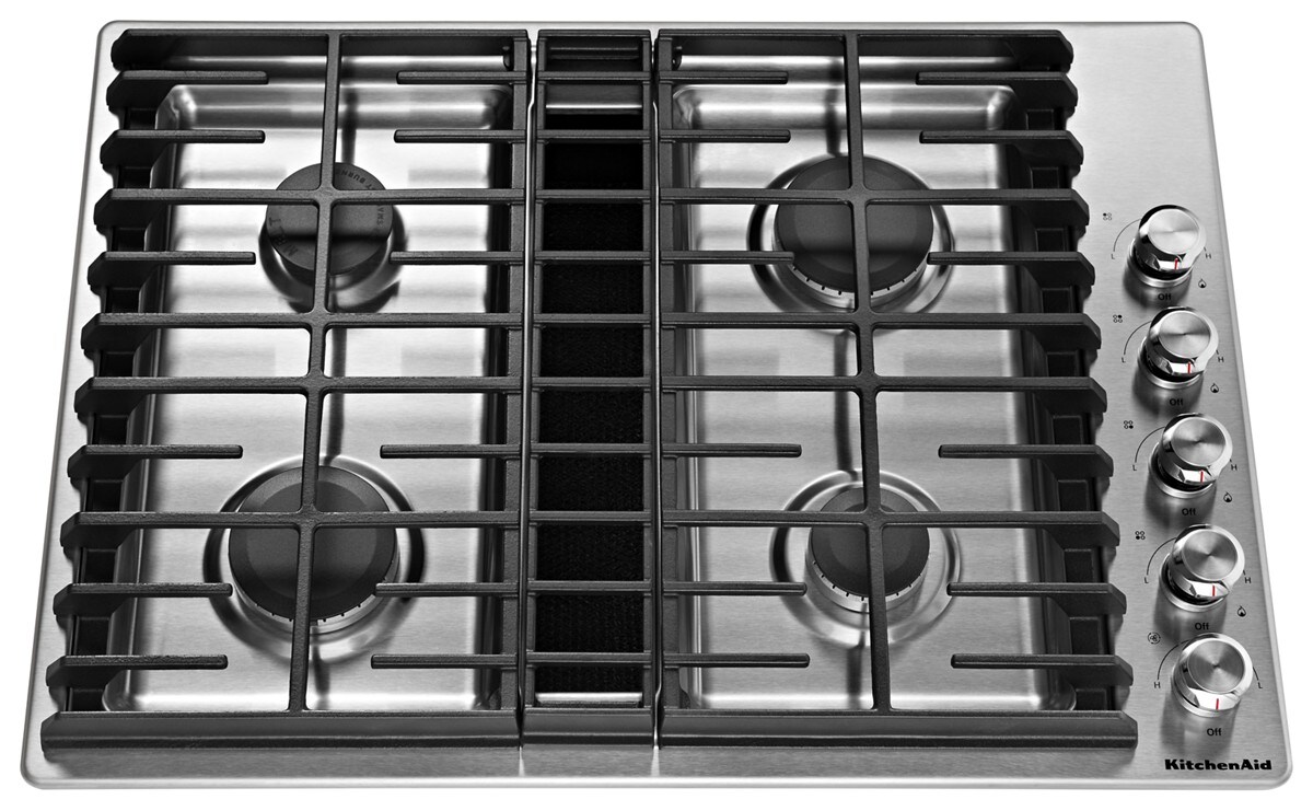 30" 4 Burner Gas Downdraft Cooktop - Stainless Steel