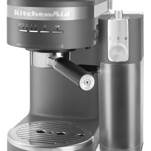 Semi-Automatic Espresso Machine with Free Automatic Milk Frother Attachment - Matte Charcoal Grey