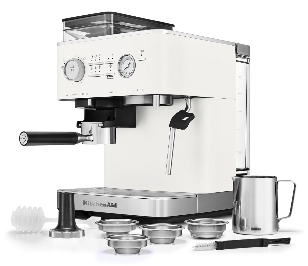 Semi Automatic Espresso Machine with Burr Grinder - Porcelain White