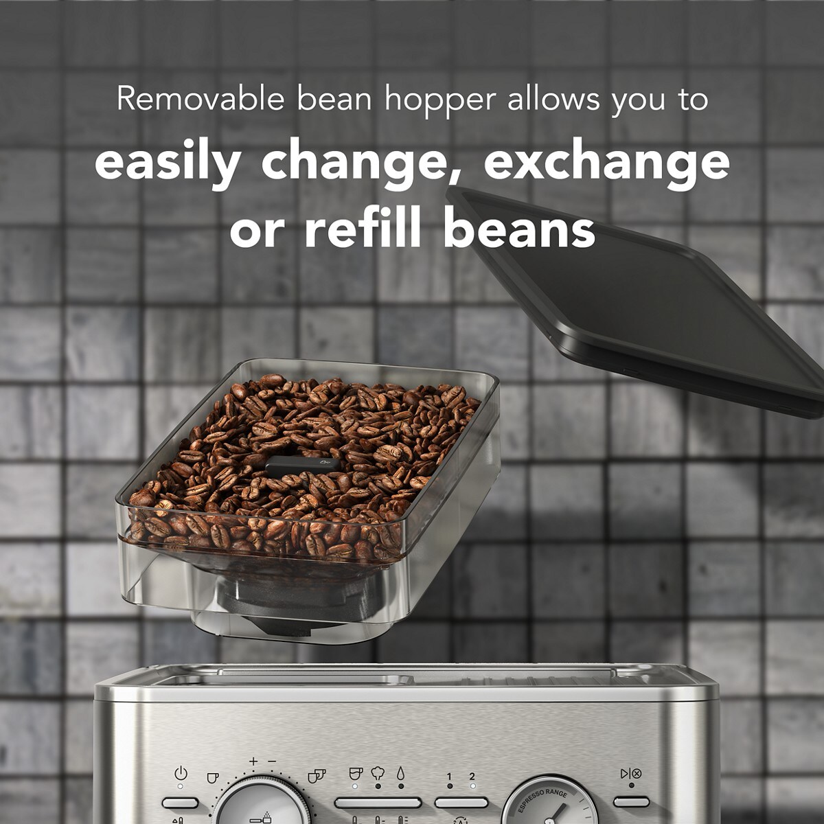 Semi Automatic Espresso Machine with Burr Grinder - Brushed Stainless Steel - Image 4