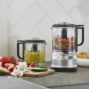 5 Cup Food Chopper with Extra Work Bowl and Lid - Contour Silver