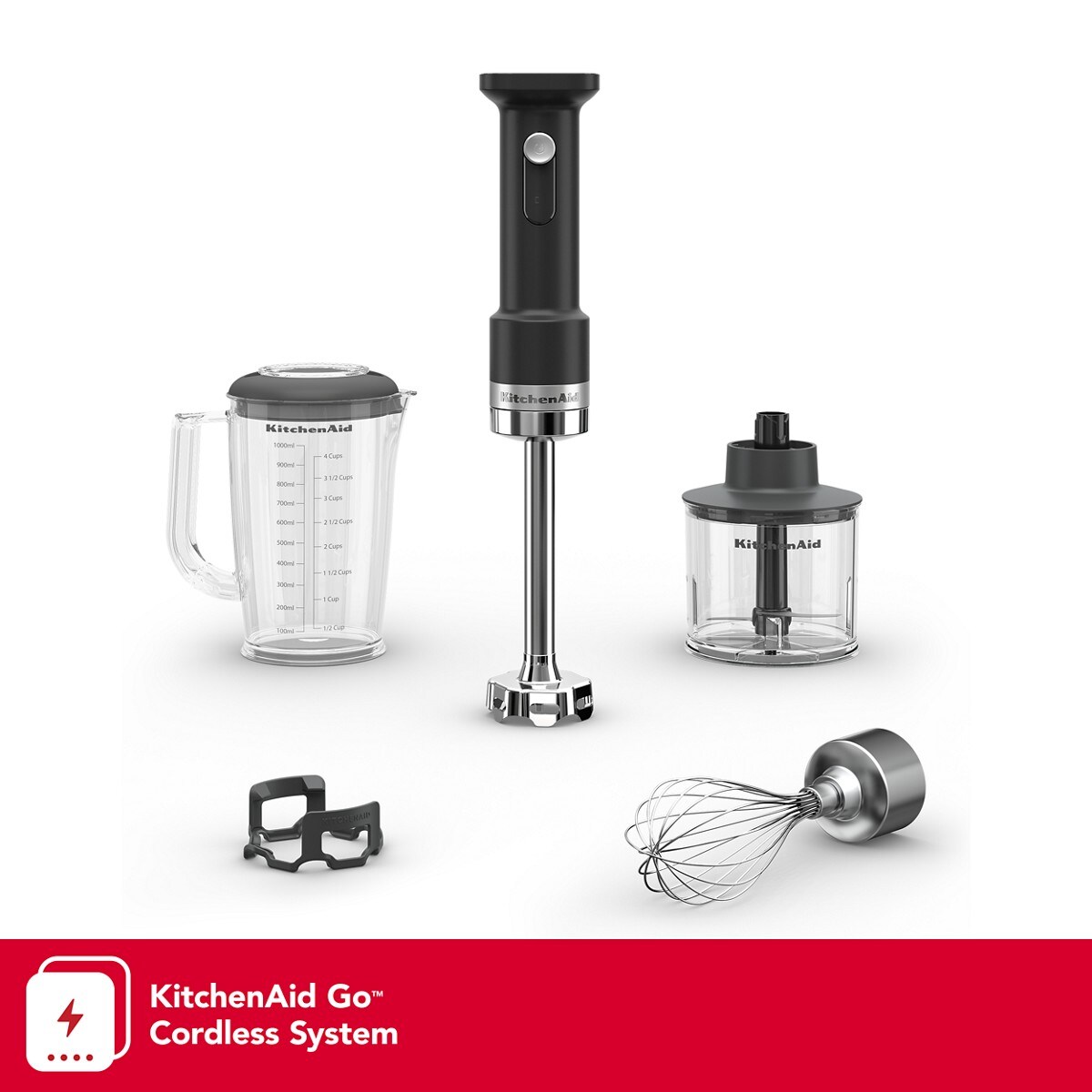 KitchenAid Go® Cordless Hand Blender with Accessories - battery sold separately - Black Matte