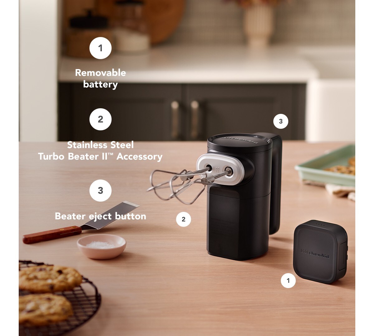 KitchenAid Go® Cordless Hand Mixer - battery included - Black Matte - Image 2