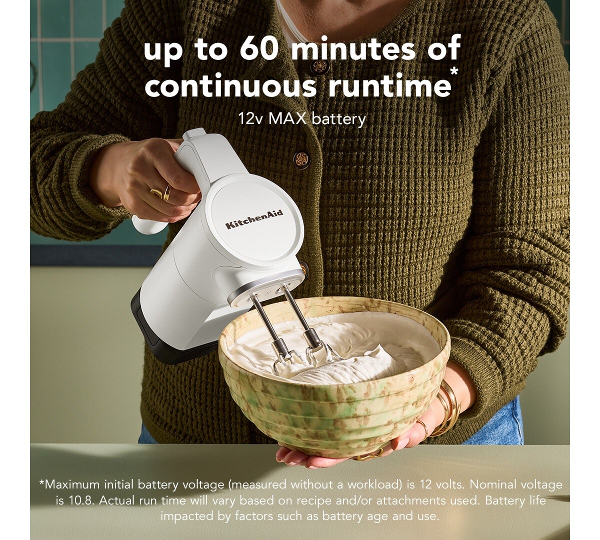 KitchenAid Go® Cordless Hand Mixer - battery included - Porcelain White - Image 3
