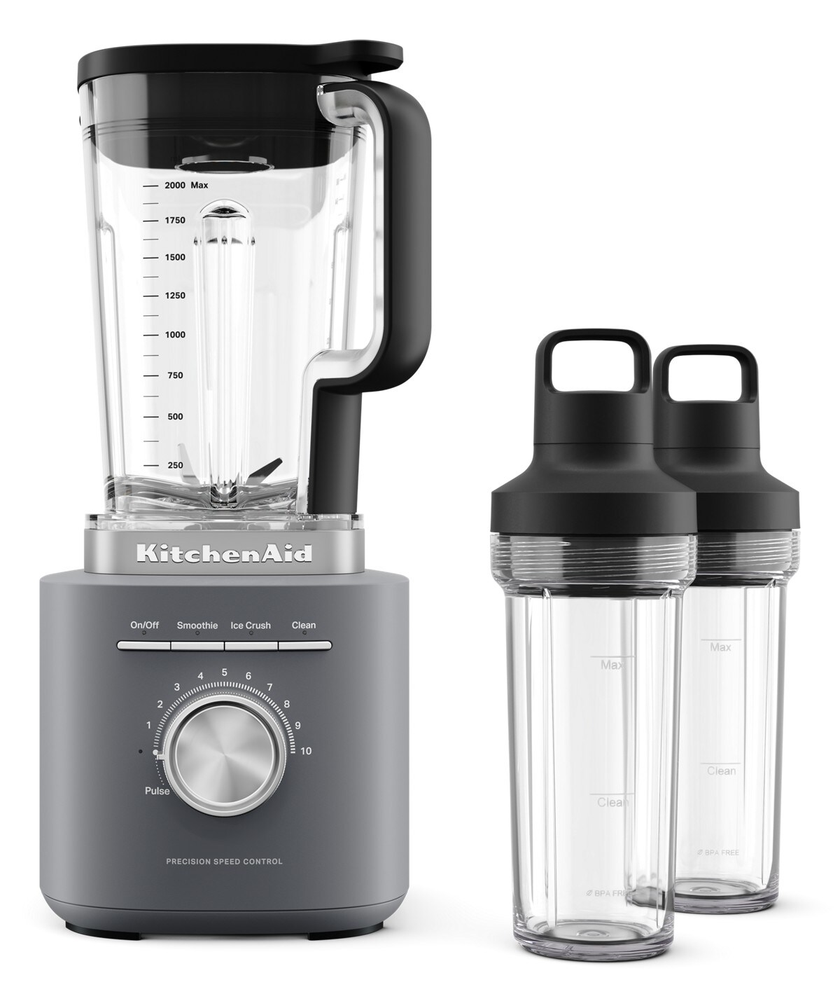 KitchenAid® Pure Power Blender with 2 Personal Blending Jars - Matte Charcoal Grey