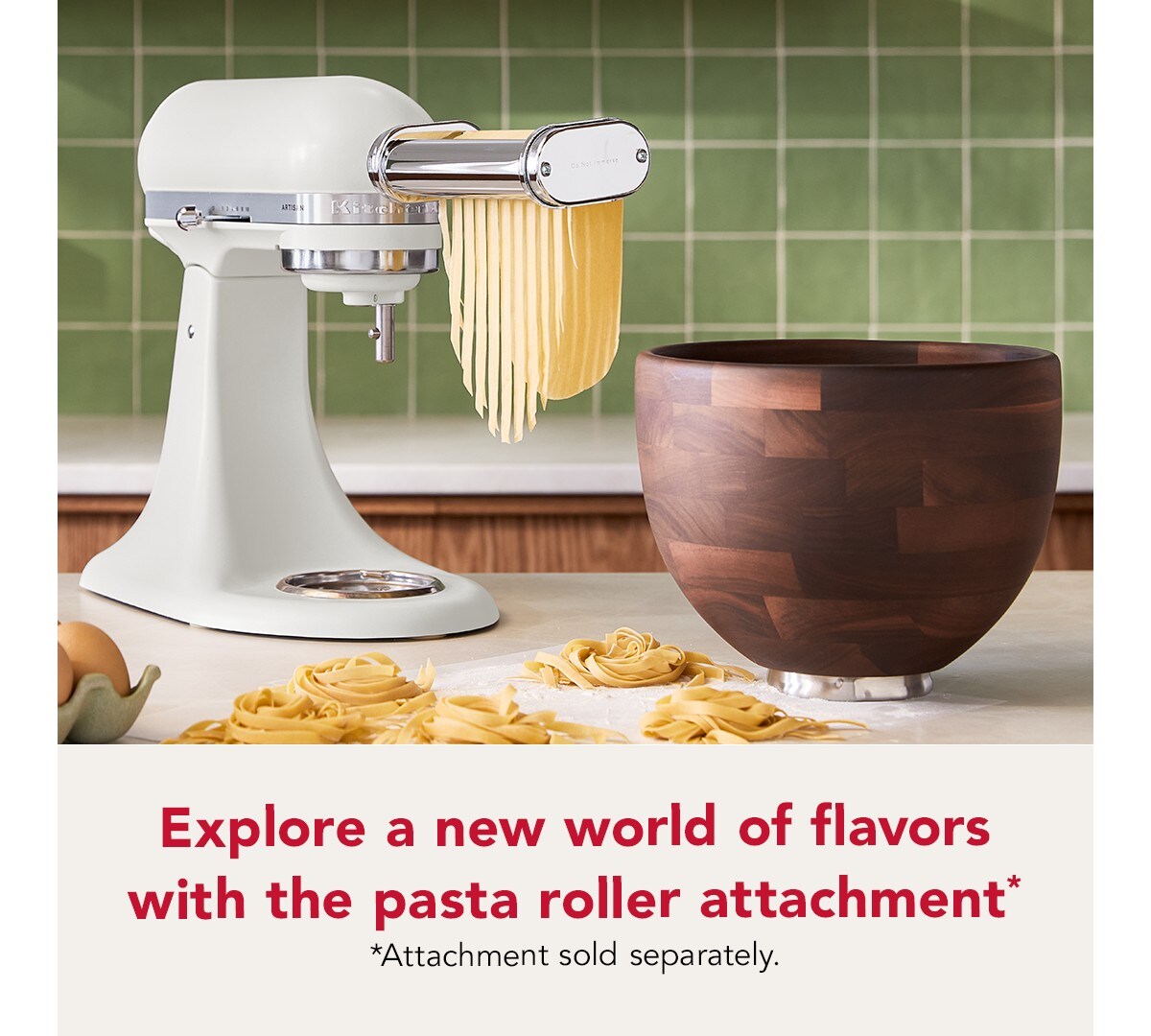 Artisan® Series 5 Quart Tilt-Head Stand Mixer with Walnut Wood Bowl - Porcelain White - Image 6