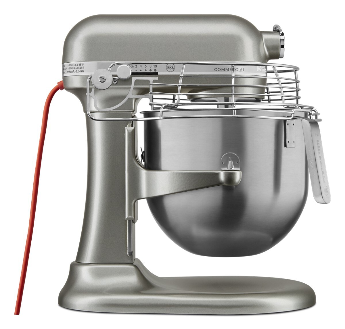 NSF Certified® Commercial Series 8 Quart Bowl-Lift Stand Mixer with Stainless Steel Bowl Guard - Contour Silver