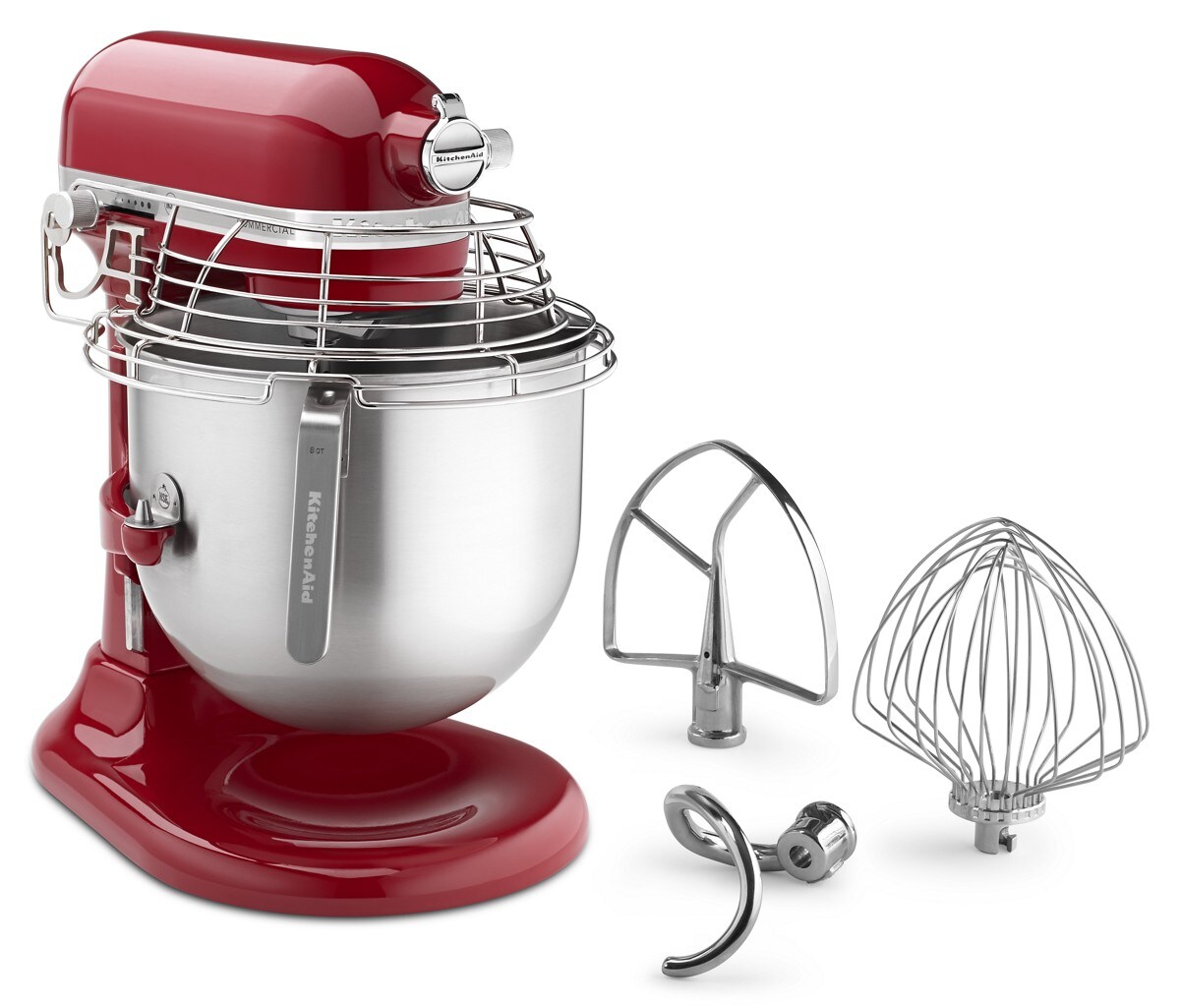 NSF Certified® Commercial Series 8 Quart Bowl-Lift Stand Mixer with Stainless Steel Bowl Guard - Empire Red - Image 2