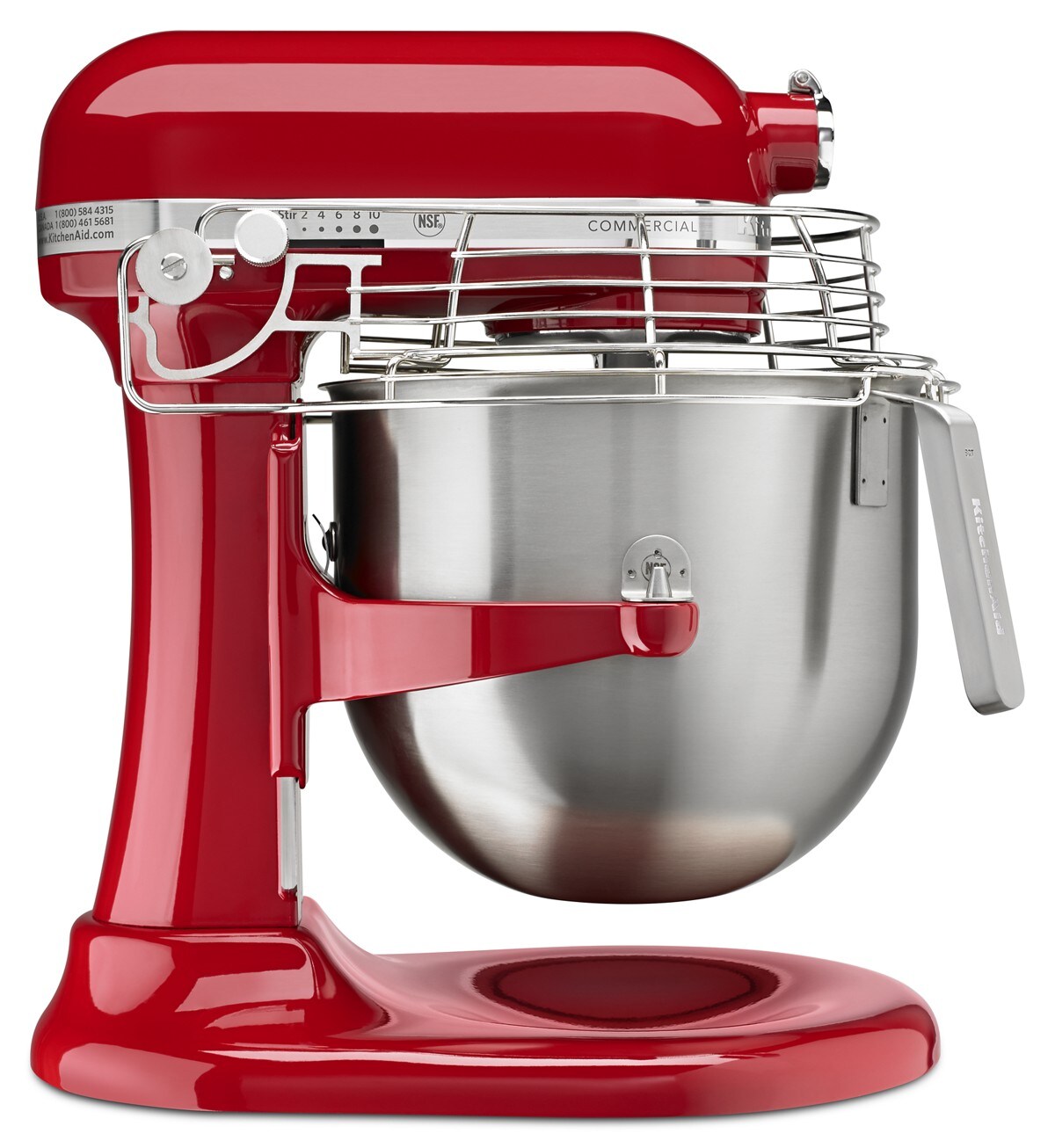 NSF Certified® Commercial Series 8 Quart Bowl-Lift Stand Mixer with Stainless Steel Bowl Guard - Empire Red - Image 4