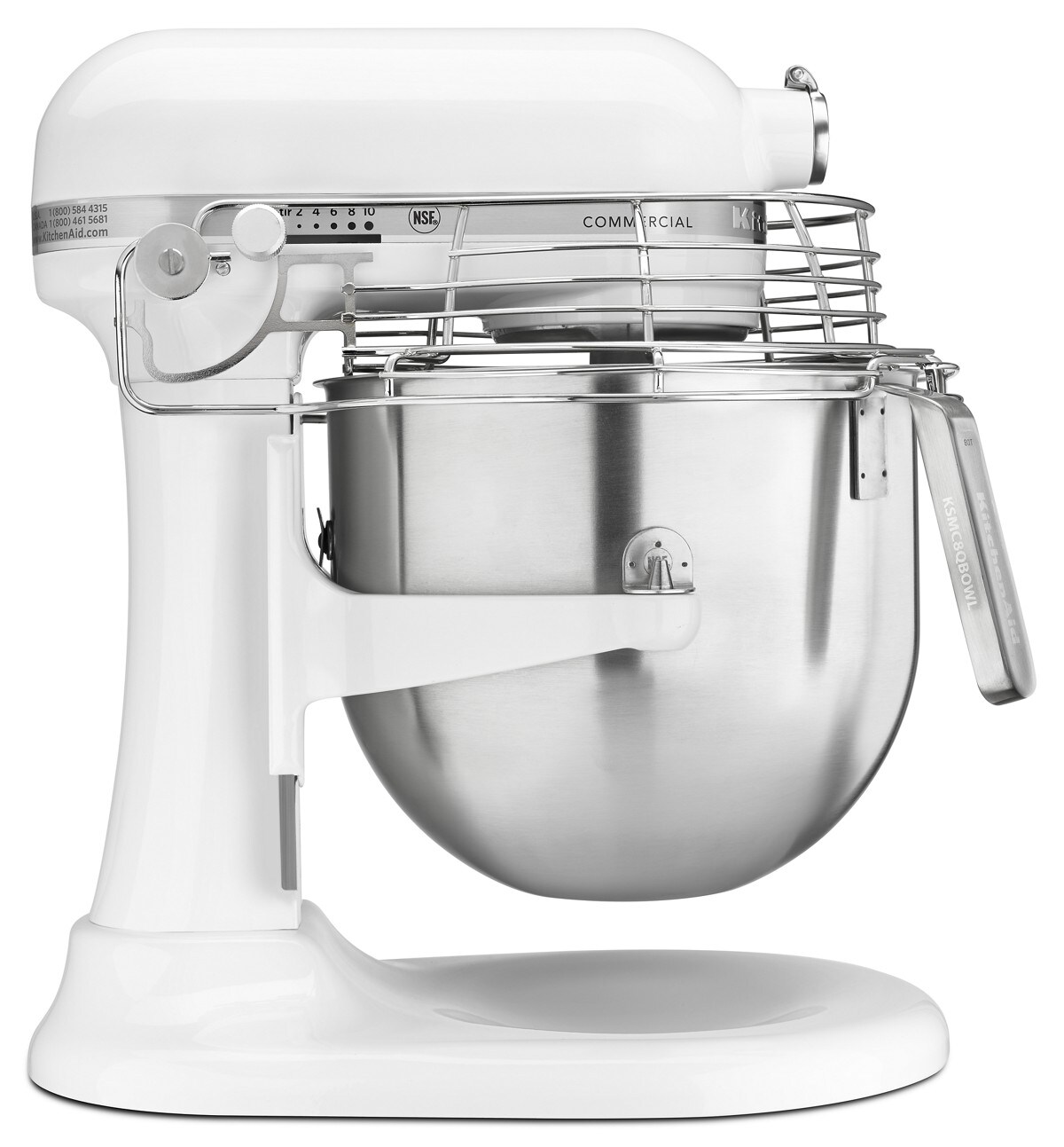 NSF Certified® Commercial Series 8 Quart Bowl-Lift Stand Mixer with Stainless Steel Bowl Guard - White - Image 4