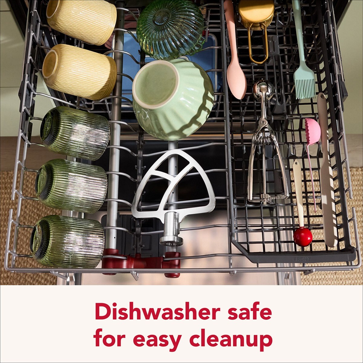 Durable stainless steel 3-piece accessory set with dough hook, flat beater, and wire whip for select KitchenAid® tilt-head stand mixers. - Image 3