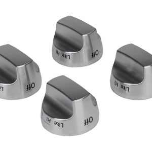 KitchenAid 30-IN Range Bladed, Stemless, Brushed Burner Knobs Kit (Set of 4) - Stainless Steel