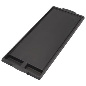 Range Griddle - Black with Non-Stick Surface Cast Aluminum, 2-Divided Grease Wells and Recessed Drain Channels (1-IN H X 7 3/4-IN W X 19 3/4-IN D)