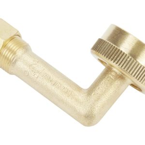 Dishwasher Brass Gooseneck Fitting with washer, 3/4" NH x 3/8" compression fitting